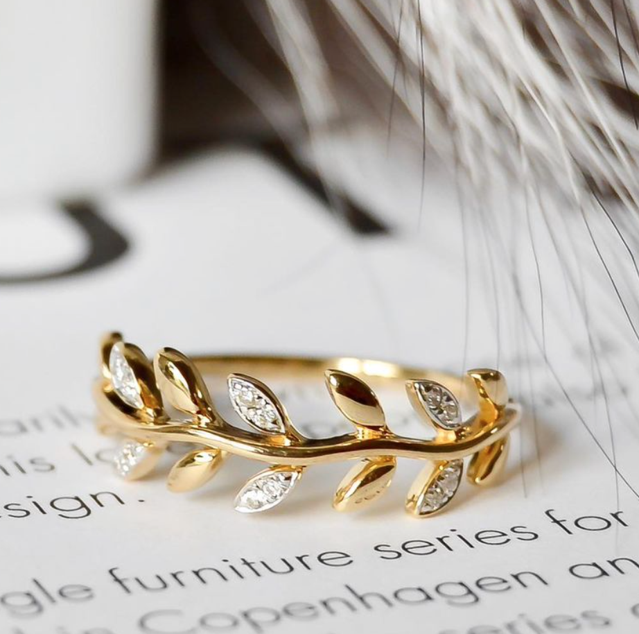 Guld blad ring